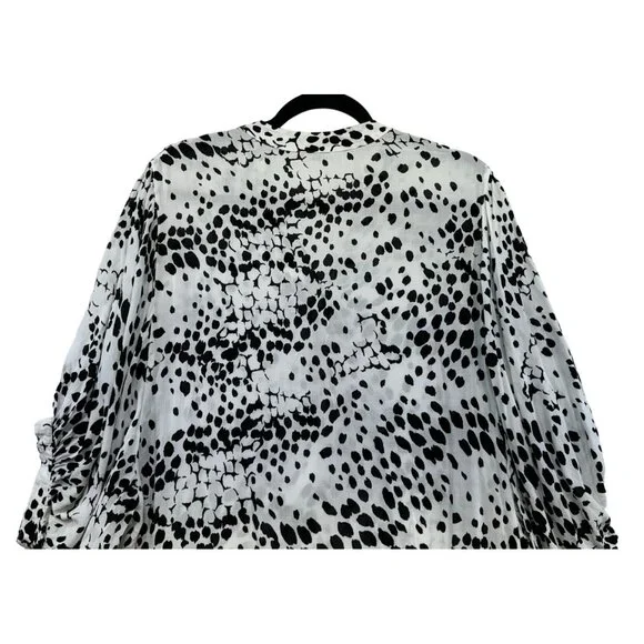 Express Womens Polka Dot Blouse Size M Black & White - Picture 10 of 11